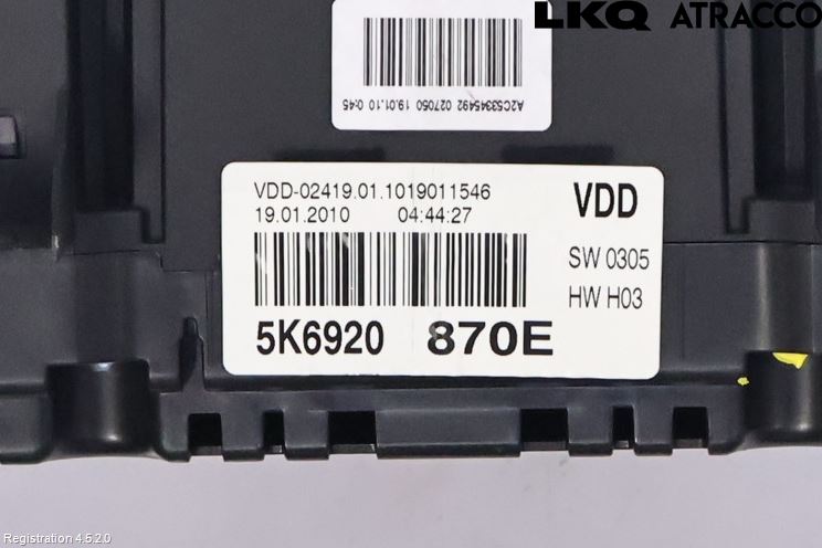 Volkswagen VW GOLF VI 09-13 Instrument Komb