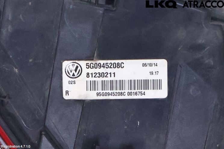 Volkswagen VW GOLF / E-GOLF VII 13-20 Bakljus Höger