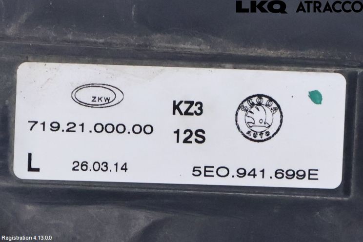 Skoda OCTAVIA (5E) 13-20 Dimljus-Varselljus Fram