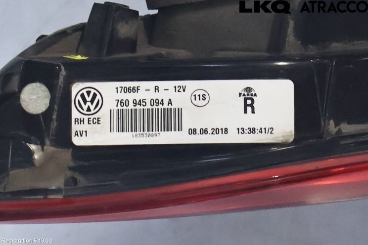 Volkswagen VW TOUAREG CR 18- Bakljus Lucka Hö