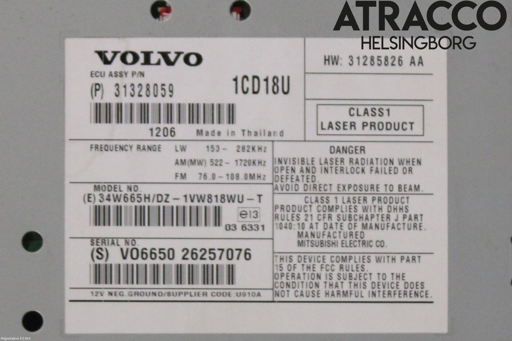 Volvo C30 10-13 Cd Radio - Multimediapanel