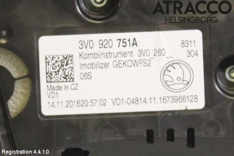 Skoda SUPERB 16-24 Instrument Komb