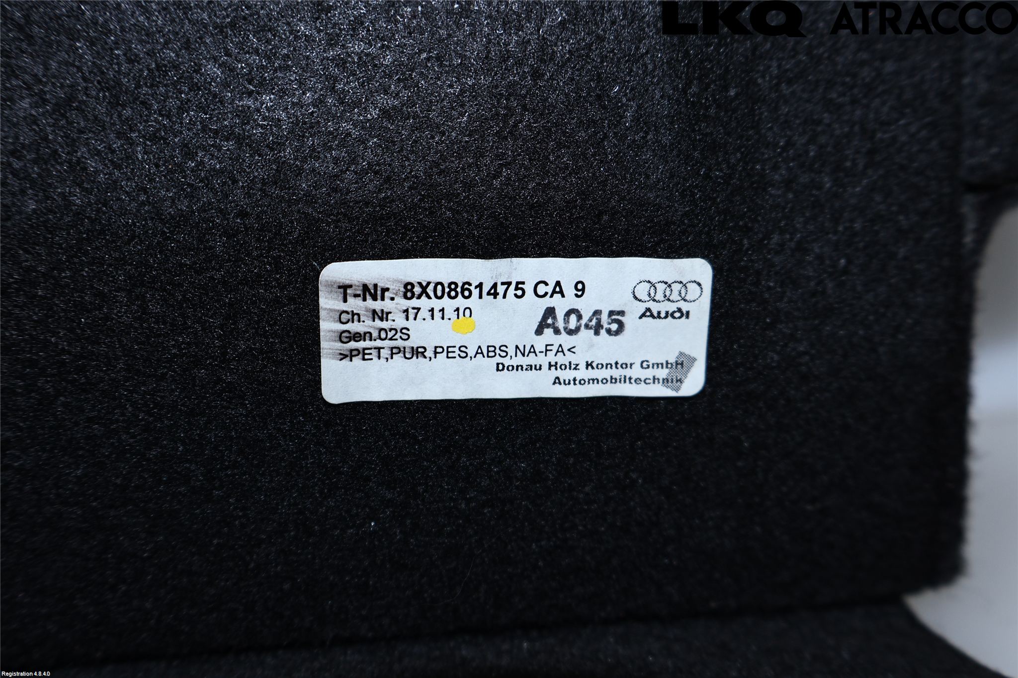 Audi A1/S1 11-18 Inrbagagerumklädsel-Golv