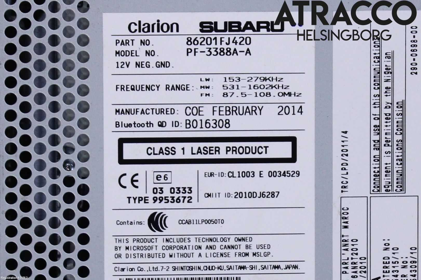 Subaru XV 12-17 Cd Radio - Multimediapanel