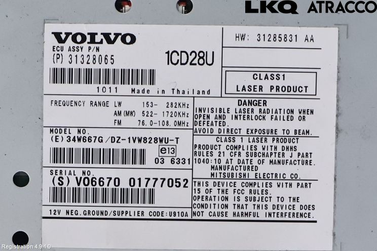 Volvo XC90 07-14 Cd Radio - Multimediapanel