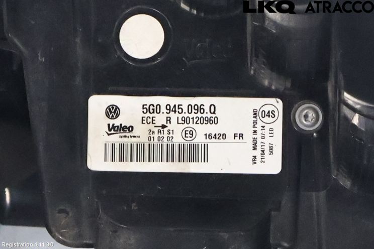 Volkswagen VW GOLF / E-GOLF VII 13-20 Bakljus Höger