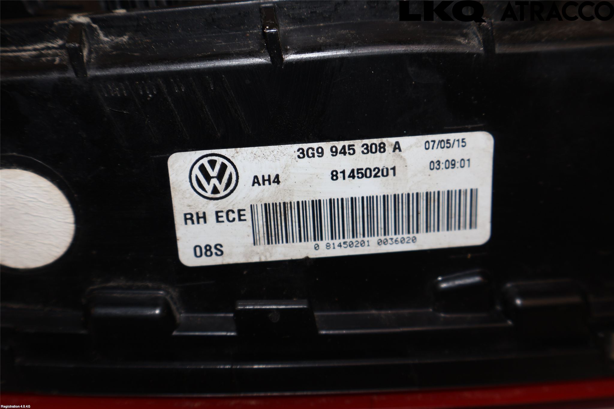 Volkswagen VW PASSAT 15-19 Bakljus Lucka Hö