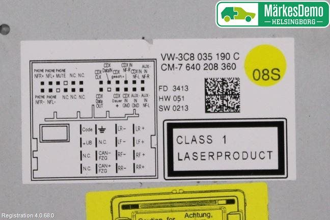 Volkswagen VW PASSAT 11-14 Cd Radio - Multimediapanel