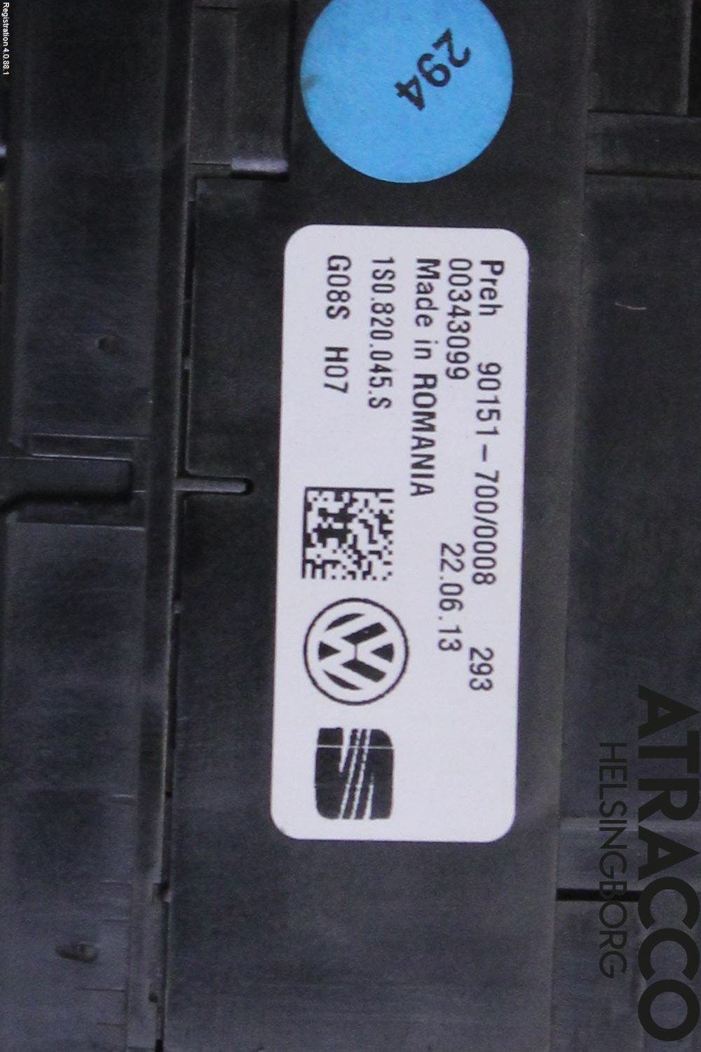 Volkswagen VW UP! / E-UP! Värmereglage