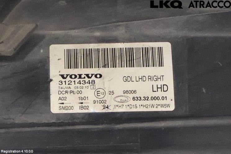 Volvo V70 08-13 Strålkastare Höger