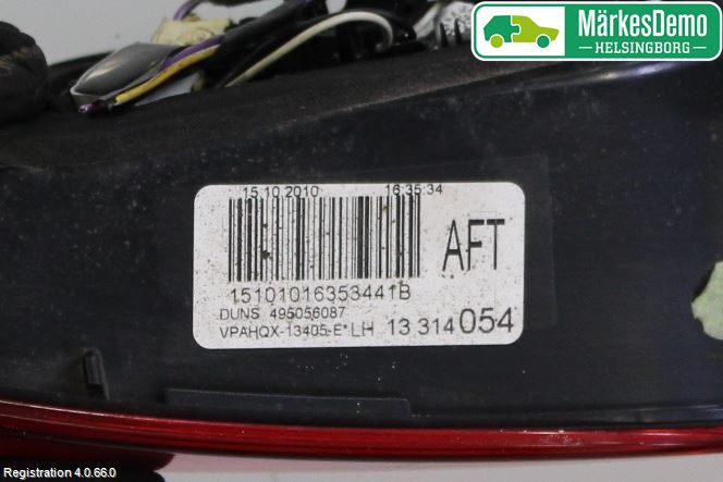 Opel ASTRA J 10-15 Bakljus Lucka Vä