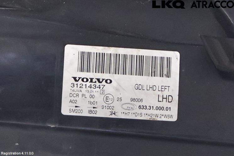 Volvo V70 08-13 Strålkastare Vänster