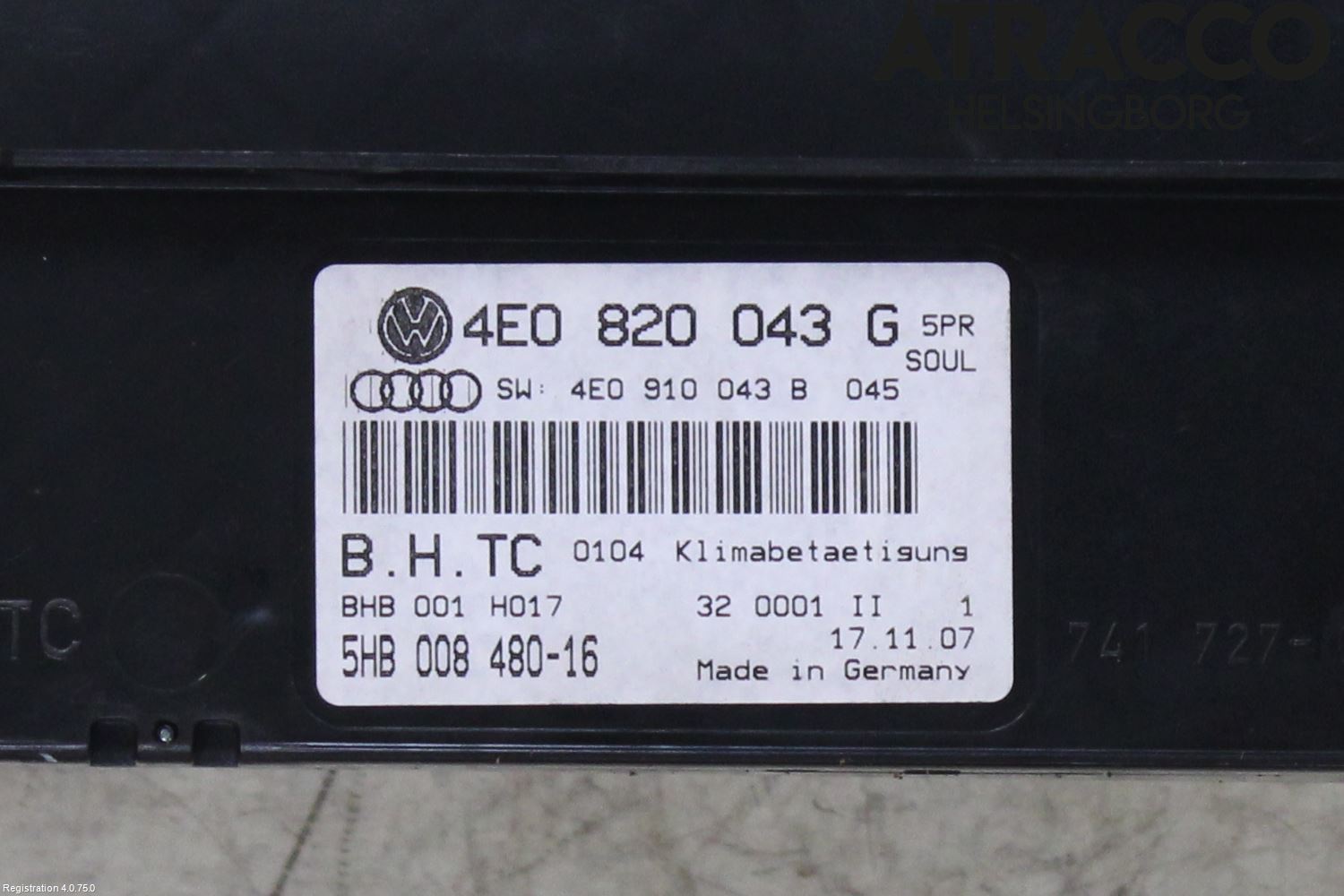 Audi A8/S8 4E  02-09 Ac Styrenhet Ac Manöveren