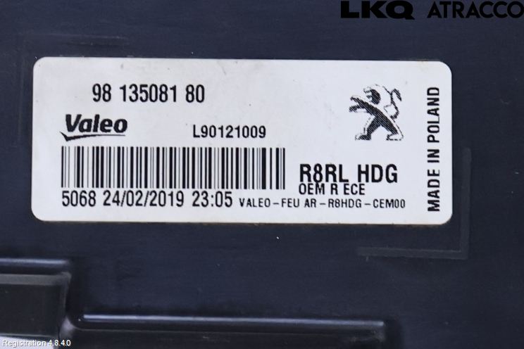 Peugeot 508 19- Bakljus Lucka Hö