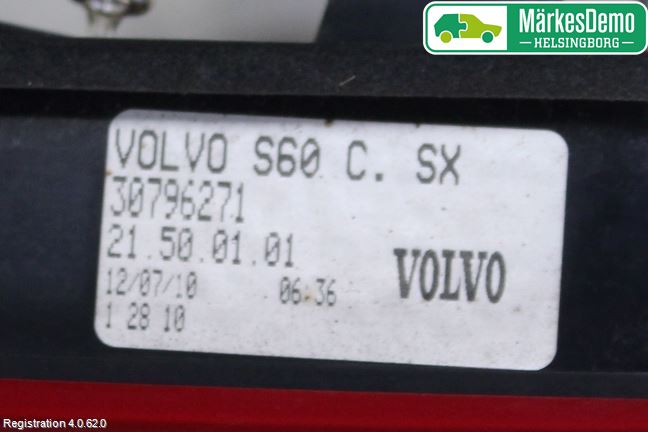Volvo S60 11-13 Bakljus Lucka Vä