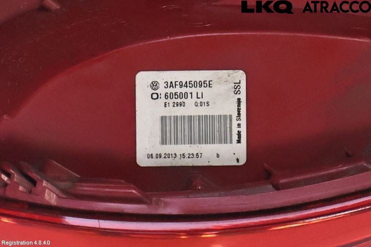 Volkswagen VW PASSAT 11-14 Bakljus Vänster