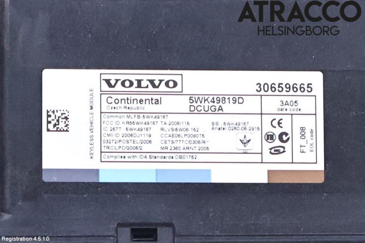 Volvo V70 08-13 Styrenhet Nyckellöst System