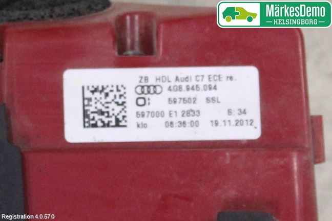 Audi A7/S7 4G 11-17 Bakljus Lucka Hö
