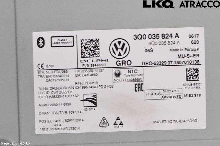 Volkswagen VW GOLF / E-GOLF VII 13-20 Cd Radio - Multimediapanel