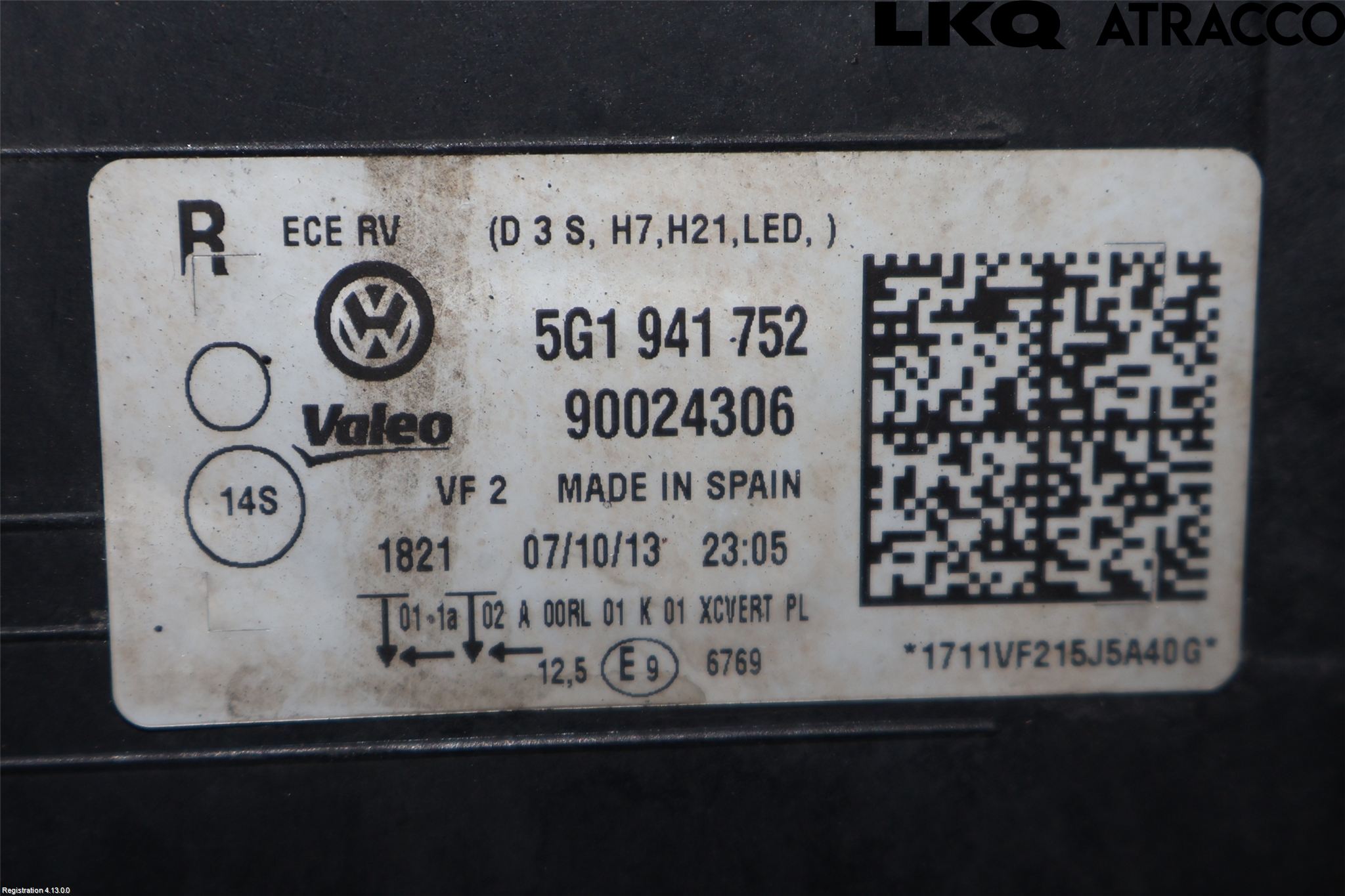 Volkswagen VW GOLF / E-GOLF VII 13-20 Strålkastare Höger