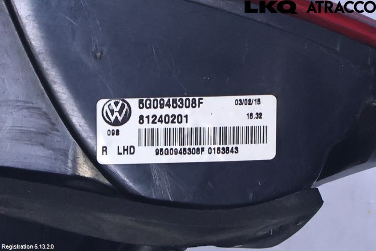 Volkswagen VW GOLF / E-GOLF VII 13-20 Bakljus Lucka Hö