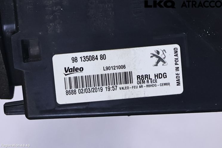 Peugeot 508 19- Bakljus Höger