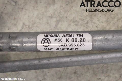 Volkswagen VW PASSAT 11-14 Torkarmekanism Vindruta