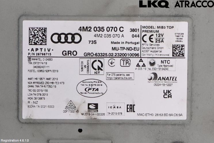 Audi A6 F2/C8 19- Styrenhet Multimedia