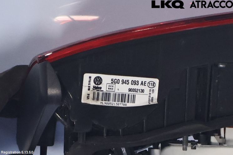 Volkswagen VW GOLF / E-GOLF VII 13-20 Bakljus Lucka Vä