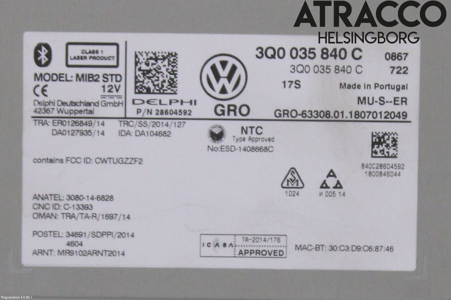 Volkswagen VW GOLF / E-GOLF VII 13-20 Cd Radio - Multimediapanel
