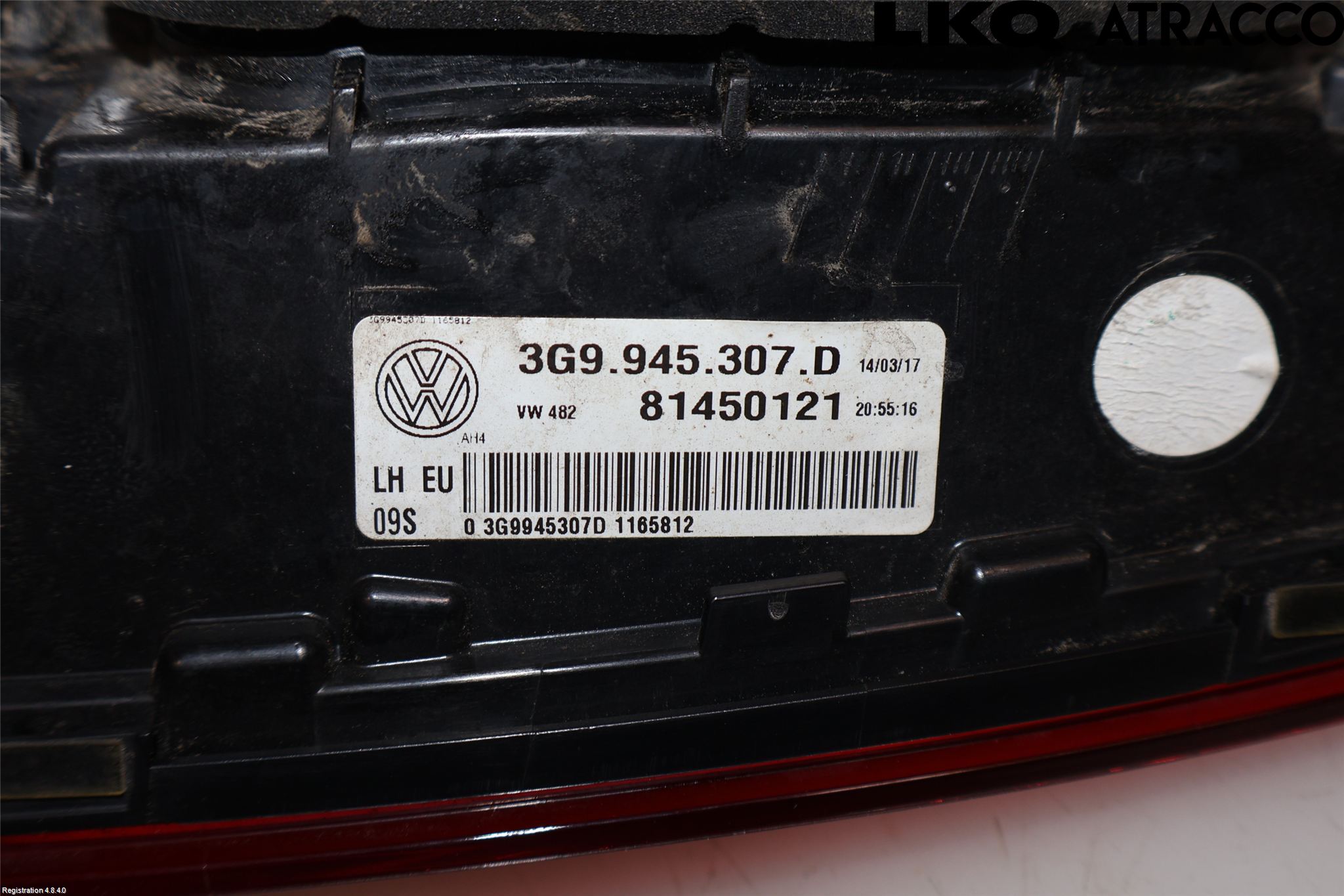 Volkswagen VW PASSAT 15-19 Bakljus Lucka Vä
