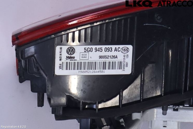 Volkswagen VW GOLF / E-GOLF VII 13-20 Bakljus Lucka Vä