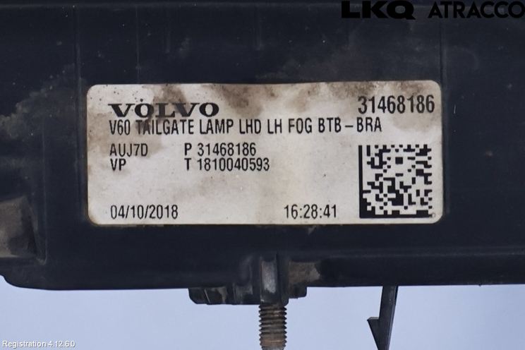 Volvo V60 19- Bakljus Lucka Vä