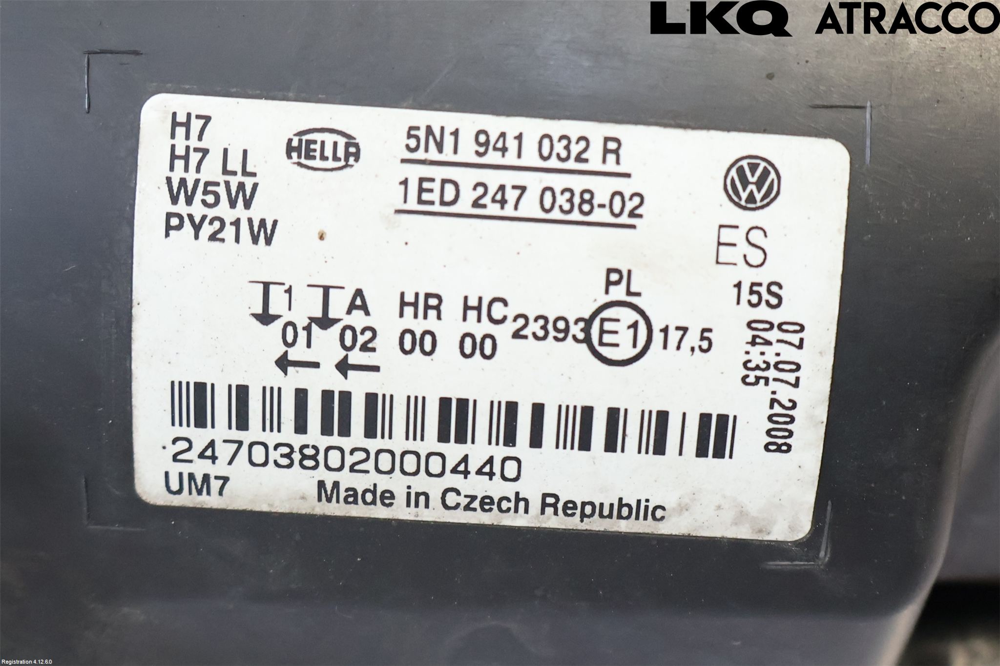 Volkswagen VW TIGUAN 07-16 Strålkastare Höger