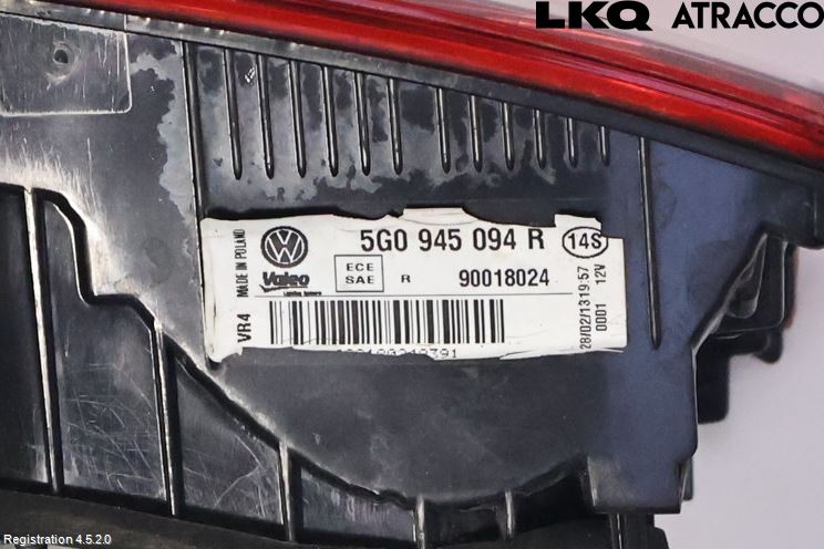 Volkswagen VW GOLF / E-GOLF VII 13-20 Bakljus Lucka Hö