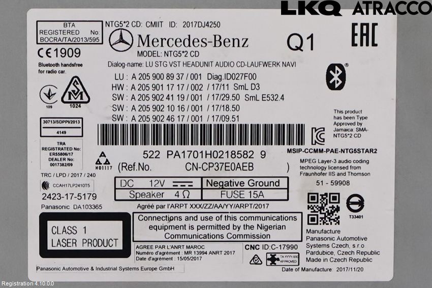 Mercedes-Benz MB C-KLASS (W205) 14-21 Cd Radio - Multimediapanel