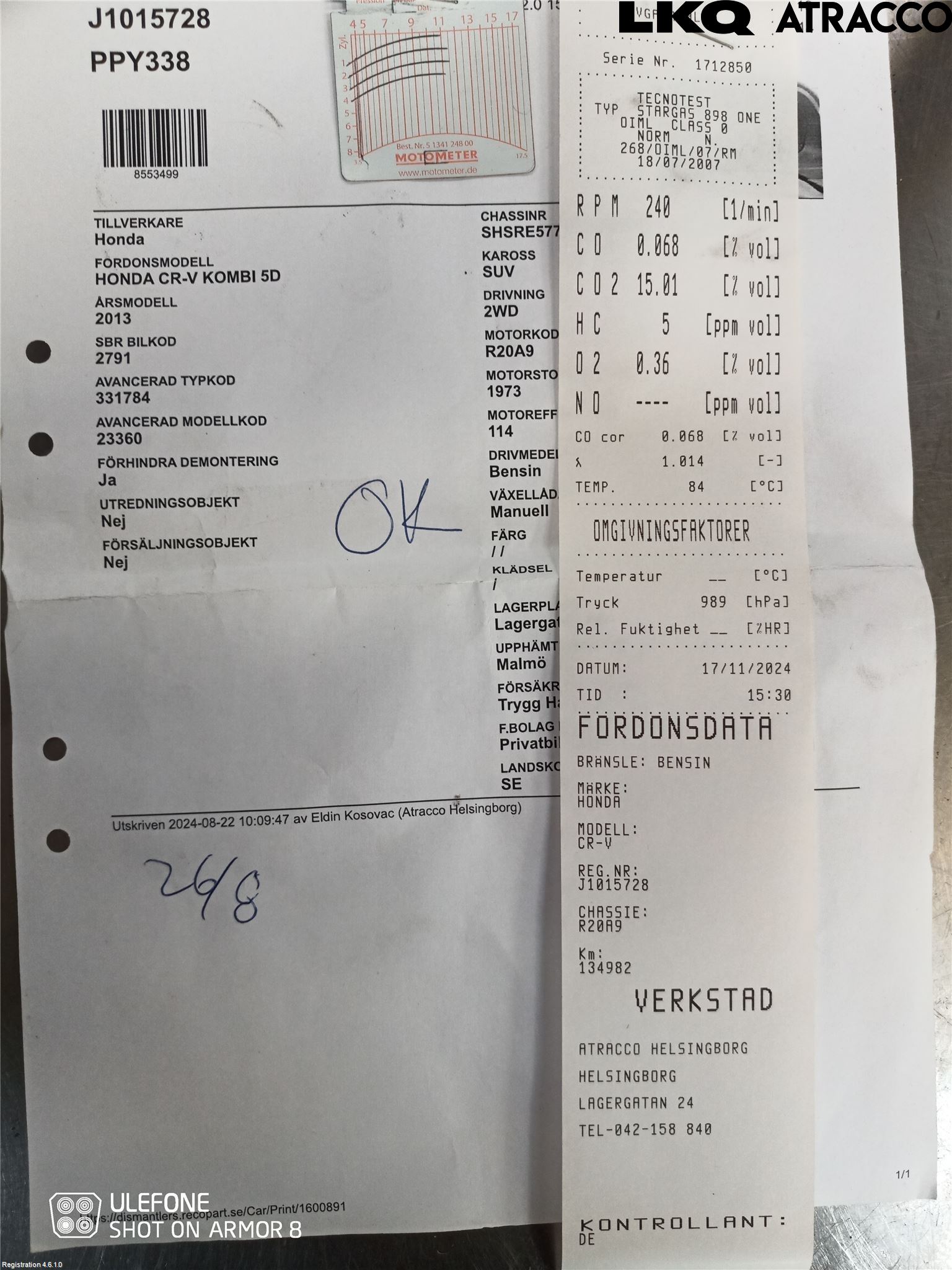 Honda CR-V 13-18 Motor Bensin