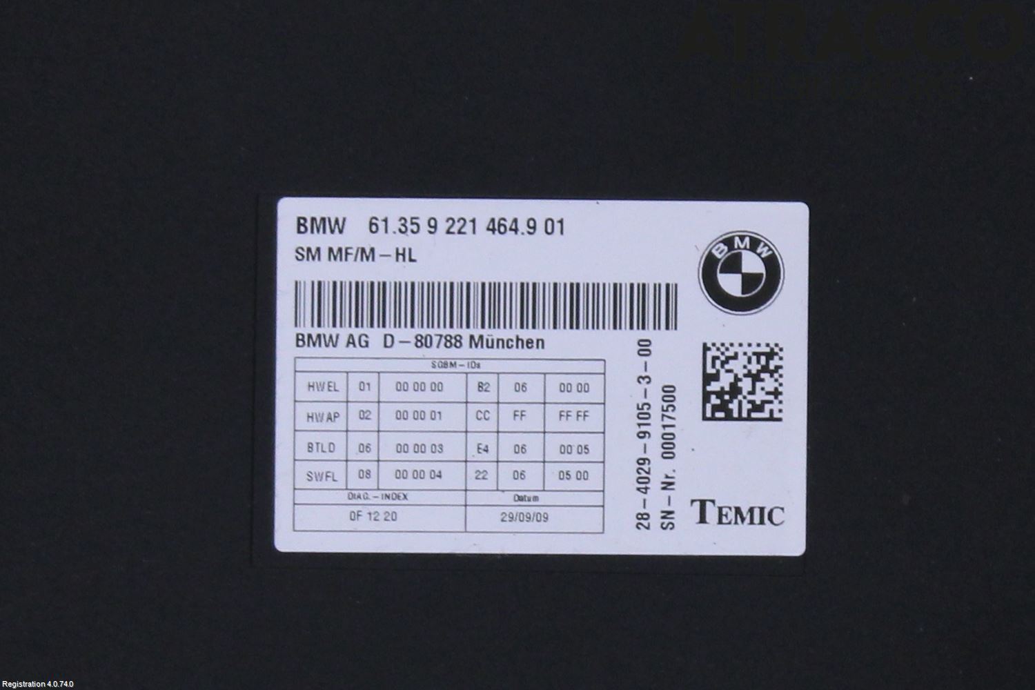 BMW 5 GT F07 09-17 Styrenhet Stolreglering