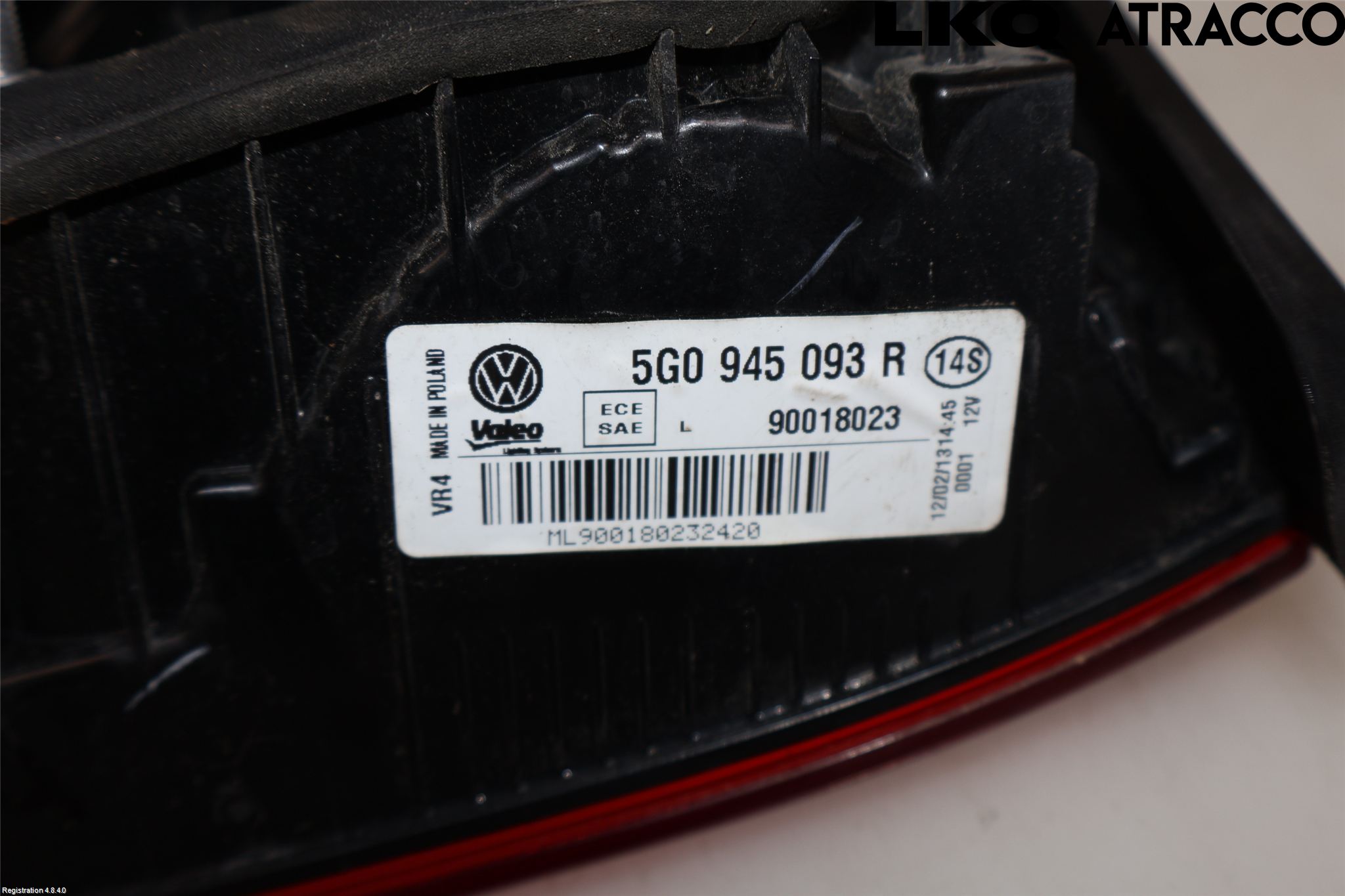 Volkswagen VW GOLF / E-GOLF VII 13-20 Bakljus Lucka Vä