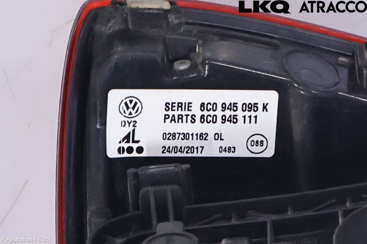 Volkswagen VW POLO 10-17 Bakljus Vänster