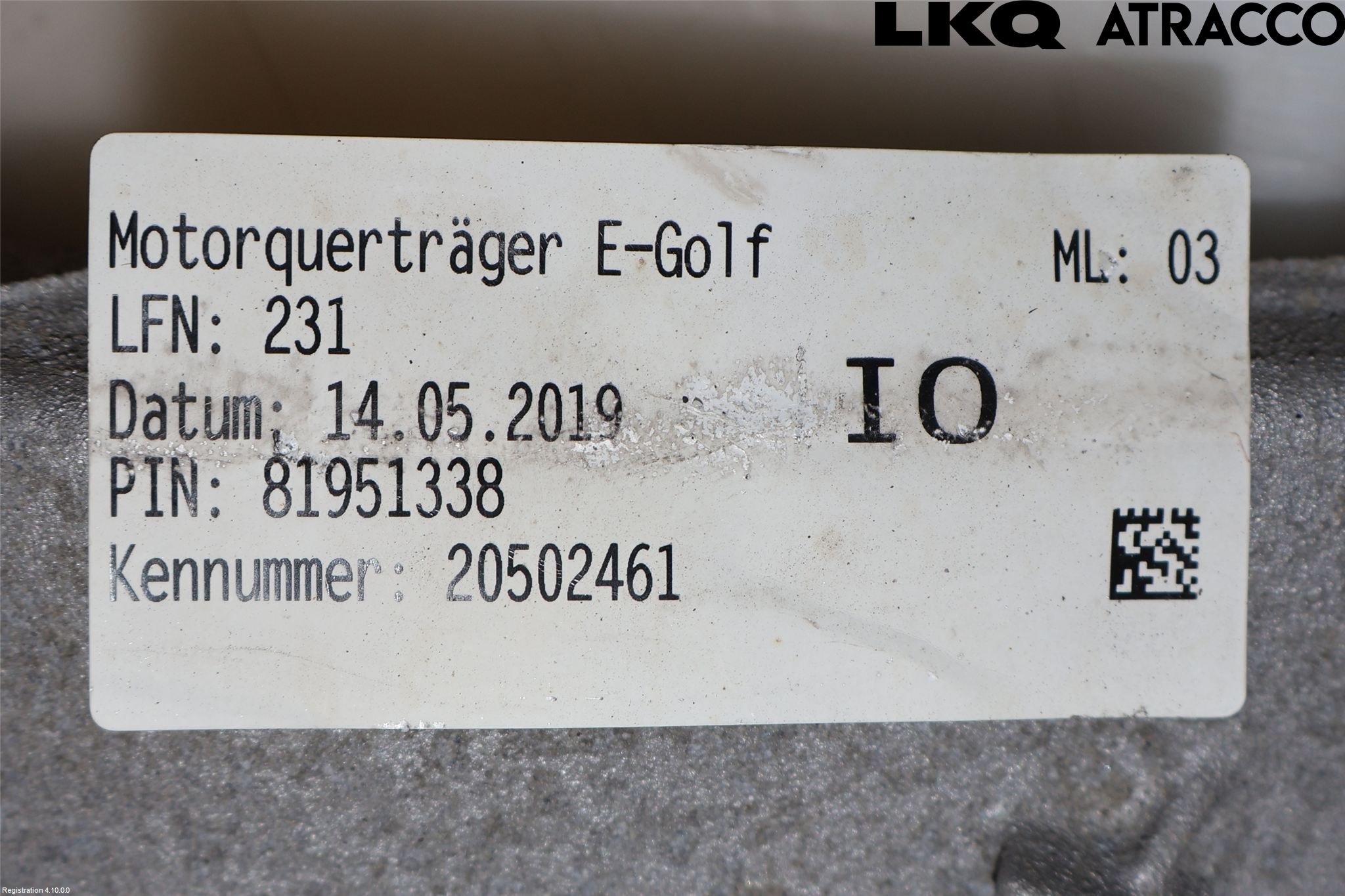 Volkswagen VW GOLF / E-GOLF VII 13-20 Motorbalk