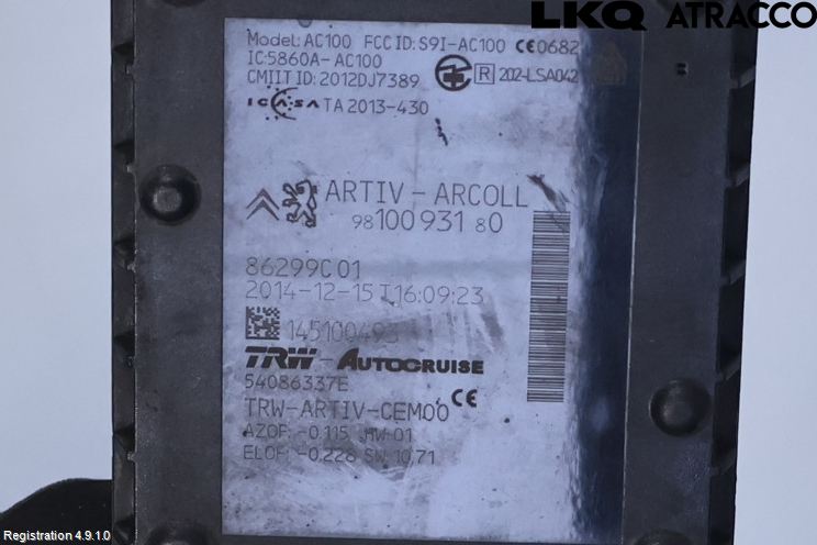 Peugeot 308 14-21 Sensor Adaptiv Farthållare