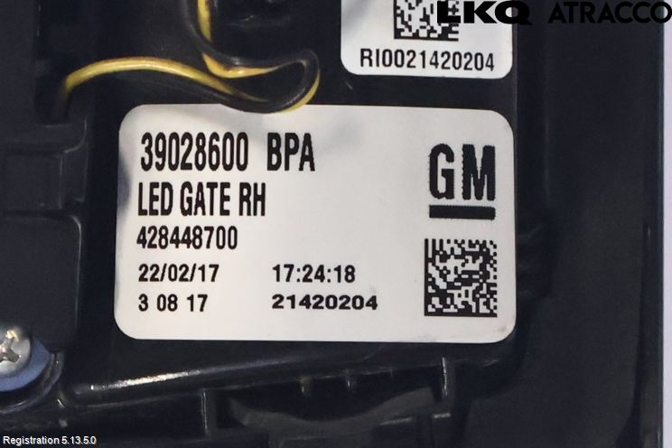 Opel ZAFIRA C 12-19 Bakljus Lucka Hö