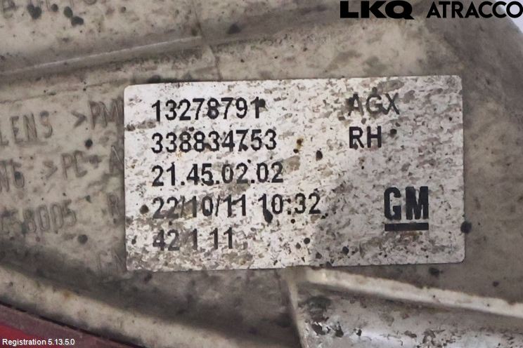 Opel ZAFIRA C 12-19 Dimljus/Reflex Bak