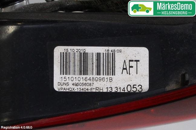 Opel ASTRA J 10-15 Bakljus Lucka Hö