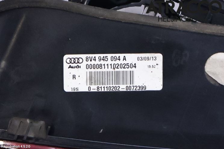 Audi A3/S3 8V 13-20 Bakljus Lucka Hö