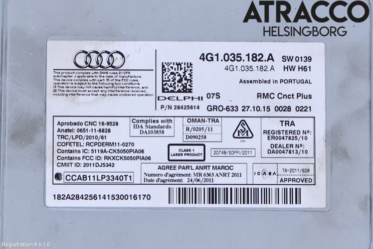 Audi A6/S6 4G 11-18 Cd Radio - Multimediapanel