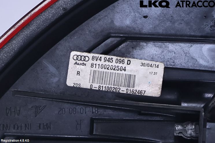 Audi A3/S3 8V 13-20 Bakljus Höger