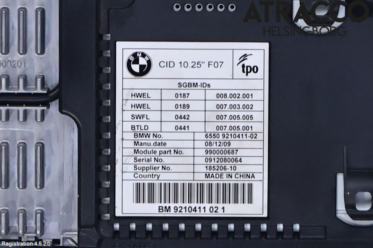 BMW 5 GT F07 09-17 Multifunktionsdisplay