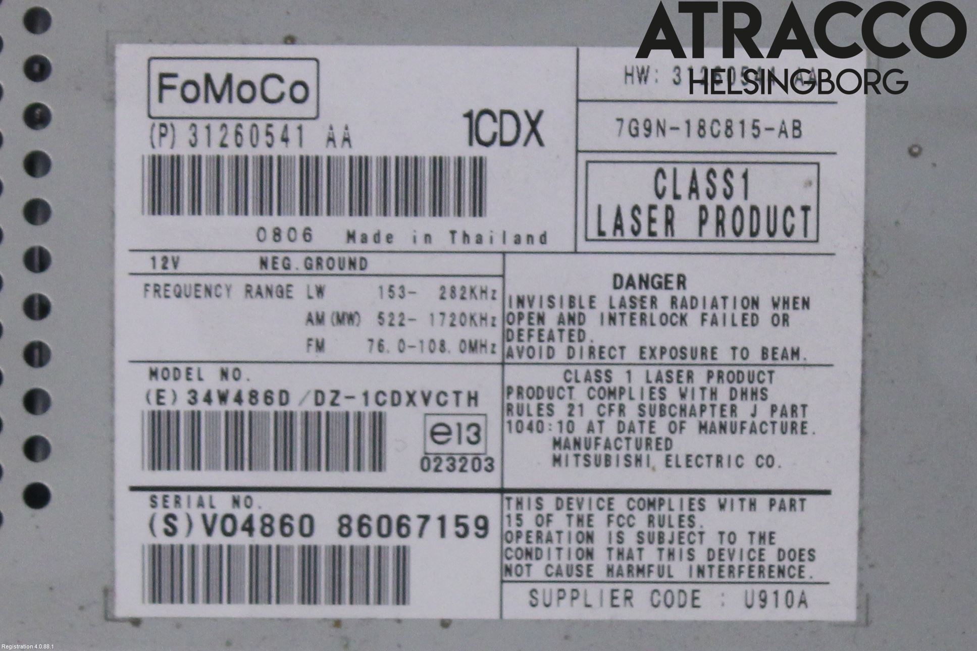 Volvo V70 08-13 Cd Radio - Multimediapanel